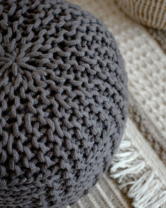 Stools & Poufs Knit Grey Outdoor Pouf -