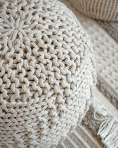 Stools & Poufs Knit White Outdoor Pouf -