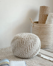 Load image into Gallery viewer, Stools &amp; Poufs Knit White Outdoor Pouf -